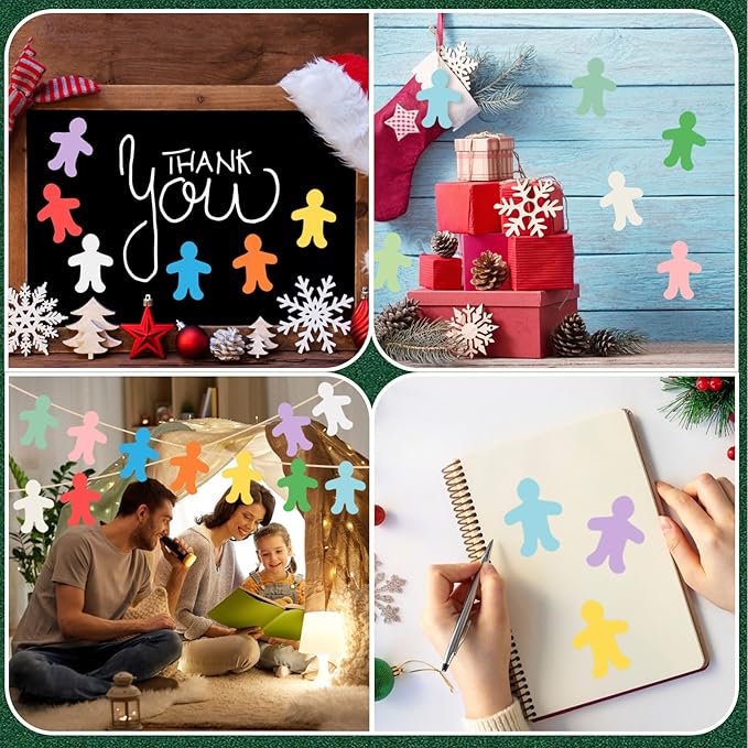 360 Pcs People Cutouts Paper Bulletin Board Decorations Colorful Person Cutouts Assorted Color Person Accent for Classroom Home School Decor Kids DIY Craft Project Supplies