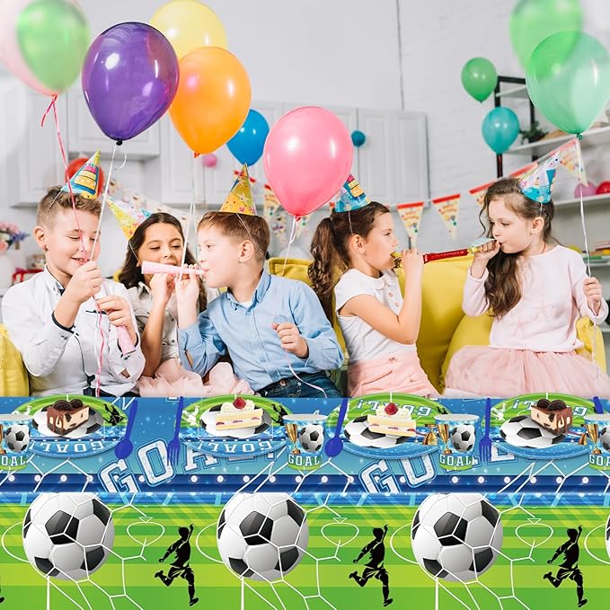 Soccer Party Supplies Set, 140 Pieces for 20 Guests, Tableware and Decorations with Plates, Napkins, Cups, sports Theme Birthday Party Pack