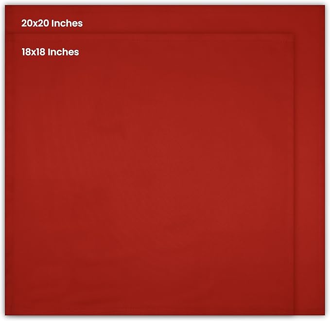 Utopia Kitchen Red Cloth Napkins [12 Pack, 20x20 Inch] Absorbent Cotton Blend Washable and Reusable for Dinner, Restaurant, Lunch, Wedding and Hotel
