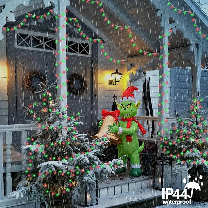 YEGUO 165ft 500 LED Red and Green Christmas Lights Outdoor Waterproof, Clear Wire String Lights Indoor Plug in, 8 Modes Clear Wire Twinkle Tree Light for Xmas Party Garden