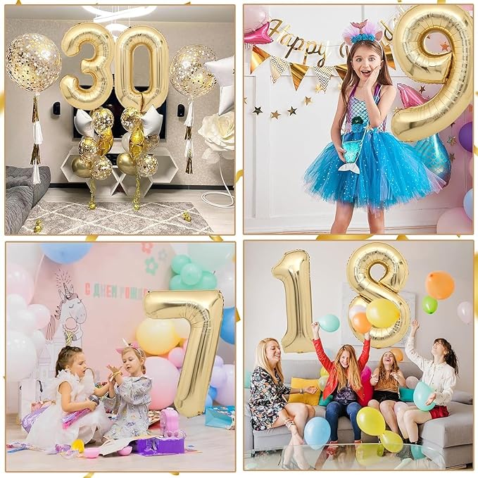 40 inch White Gold Number Balloon Giant Foil Helium Balloons Champagne Gold Number 1 Balloon for 1st Birthday Party Decorations