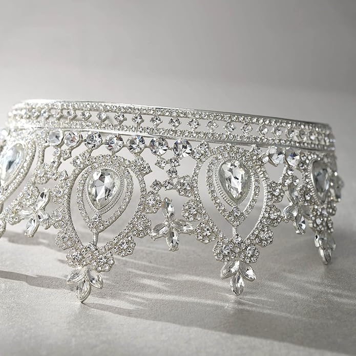SWEETV Queen Crown for Women,Wedding Tiara for Bride,Princess Tiara,Quinceanera Pageant Crown Diadem