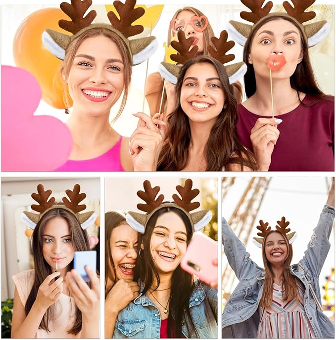 Reindeer Antlers Headband - Cute Deer Antlers for Xmas Party Favors