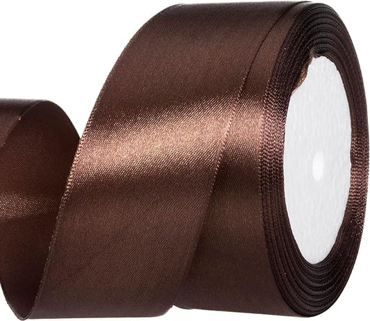 ATRBB 25 Yards 1-1/2 inch Wide Satin Ribbon Perfect for Wedding,Handmade Bows and Gift Wrapping(Brown)