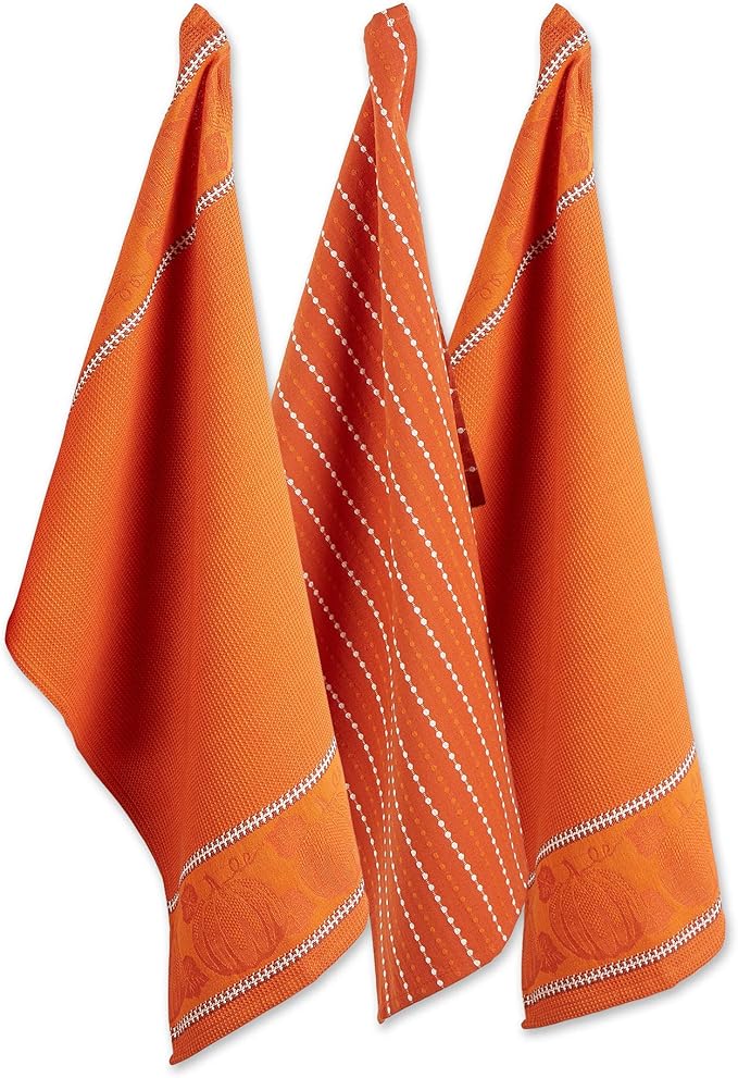 DII Fall Harvest Dishtowel Set, Burnt Orange, 18x28, 3 Piece