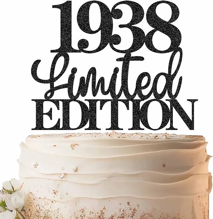 Limited EDITION 1938 Cake Topper - Black Glitter Happy 87th Birthday Party Cake Decoration Supplies, Cheer to 87 Years Cake Bunting Decor for 87th Birthday Party Photo Booth Props