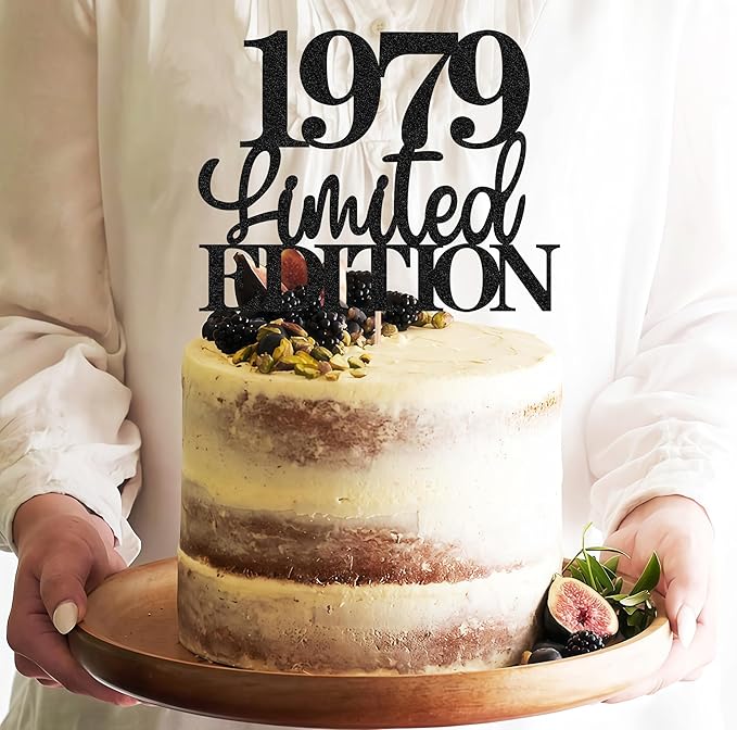 Limited EDITION 1979 Cake Topper - Black Glitter Happy 46th Birthday Party Cake Decoration Supplies, Cheer to 46 Years Cake Bunting Decor for 46th Birthday Party Photo Booth Props