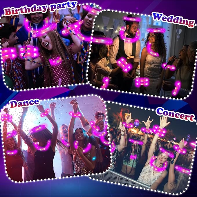 24 PCS Pink Glow Sticks Party Favors for Kids,LED Light up Pop Tubes for Toddlers, Christmas Neon Necklaces Bracelets Accessories,Glow Birthday Dance Wedding Camping Party Supplies Decorations