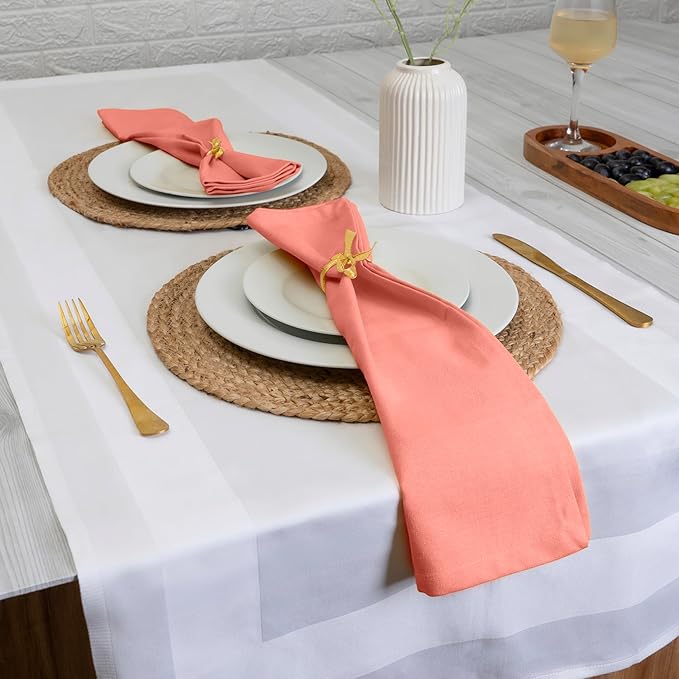 Blue Needles Solid Cloth Napkins Set of 12 Salmon 100% Cotton Dinner Napkins 18x18 inches - Soft, Reusable, Absorbent & Washable Fall Thanksgiving Linen, Ideal for Events, Parties & Everyday Use