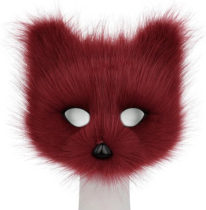 Animal Fox Wolf Mask Halloween Party Cosplay Costumes Props Plush Cat Half Face Masks Carnival Christmas Masquerade