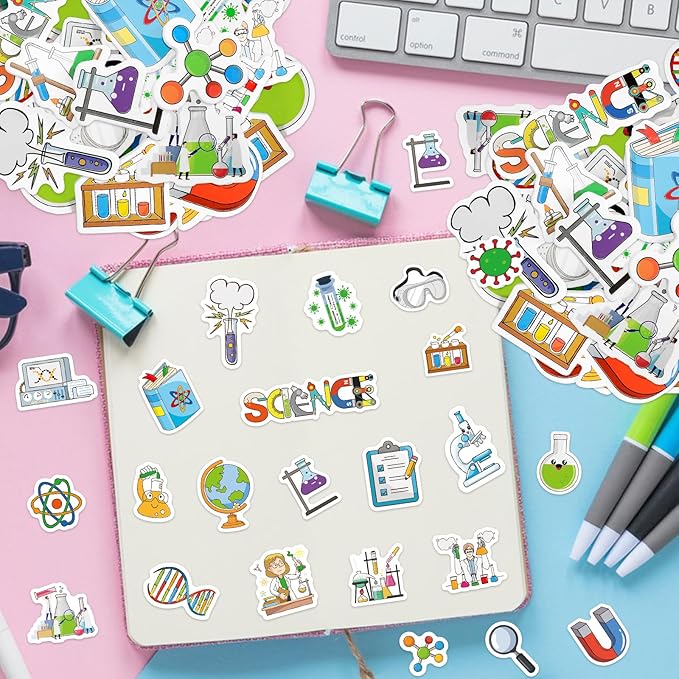 300Pcs Science Foam Stickers, Self-Adhesive Chemistry Biology Physics Stickers Science Laboratory Decals Sticker Decorations for Home Office School DIY Art Craft Teacher Classroom Supplies