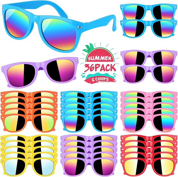 GINMIC Kids sunglasses bulk, Kids Sunglasses Party Favor, 36Pack Neon Sunglasses for Boys and Girls Age 3-8, Goody Bag Favors, Great Gift for Pool, Birthday Party Supplies…