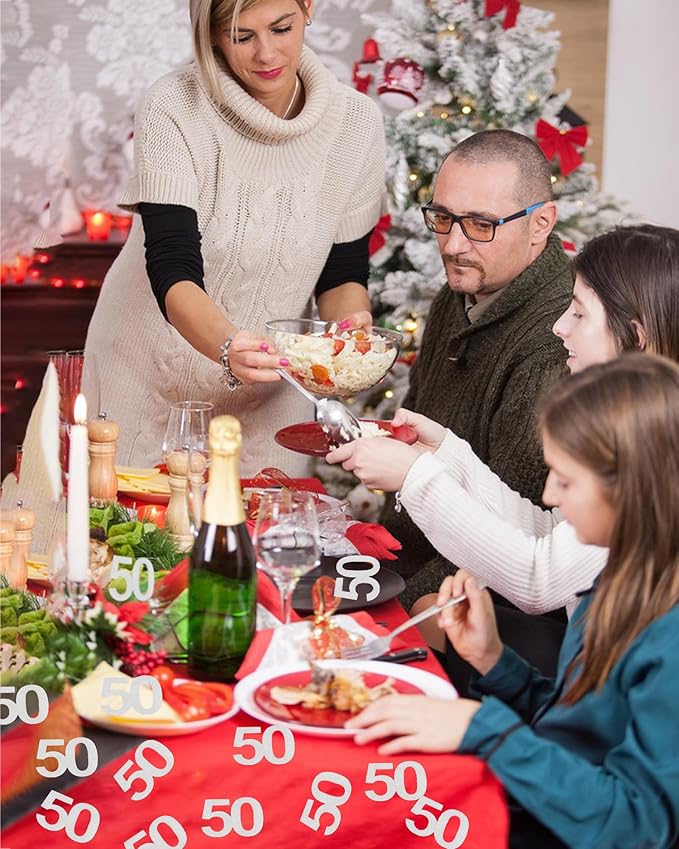 50th Happy Birthday Confetti Decorations - 50th Wedding Anniversary Party Table Decorations, Silver Glitter Number 50 Party Supplies