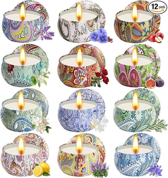 Scented Candles Gifts for Women, 12 Pack Natural Soy Candles for Home Scented, Aromatherapy Candle Set Gift for Women, Men, Friends Birthday, Anniversary