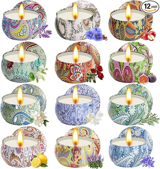 Scented Candles Gifts for Women, 12 Pack Natural Soy Candles for Home Scented, Aromatherapy Candle Set Gift for Women, Men, Friends Birthday, Anniversary