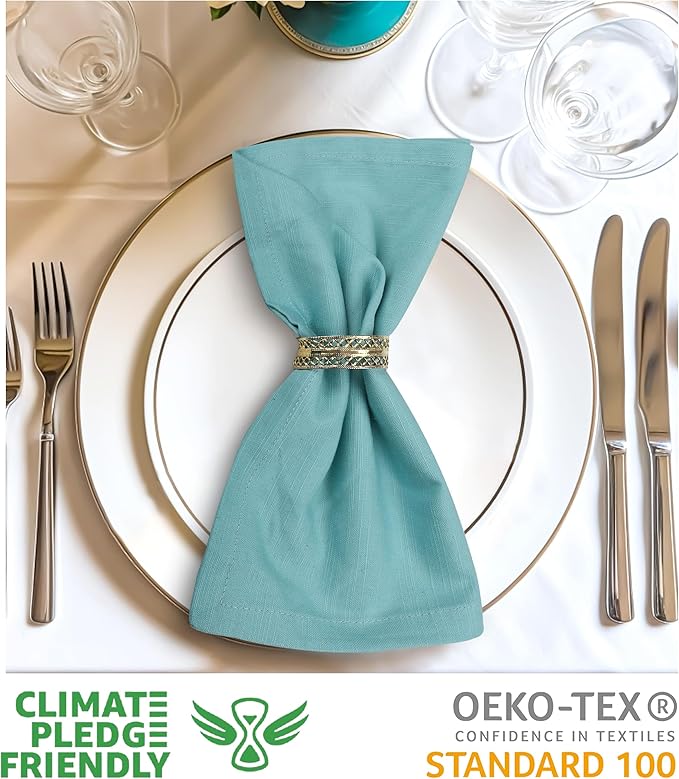 Urban Villa Easter Napkins Aqua Color Cloth Napkins (Set of 12) Oversized 20x20 Inches 100% Cotton Slub Premium Quality Soft Durable with Mitered Corners Reusable Washable Everyday Use Napkins