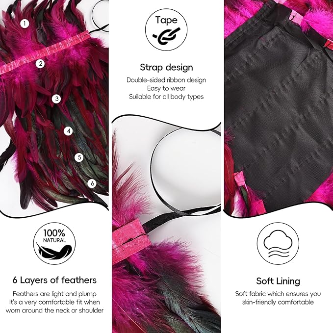 Gothic Natural Feather Shrug Feather Shawl Wrap Cape Victorian Collar for Halloween Cosplay Party Costume Accessories