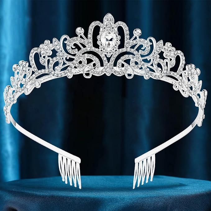 Tiara Crowns for Women,Princess Crown for Girls Crystal Queen Tiaras for Birthday Christmas Costume Bride Wedding Prom-Silver