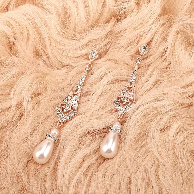 DRESHOW 1920s Great Gatsby Accessories for Women Flapper Headpiece Headband Gloves Costume Harlem Nights Accessories Set
