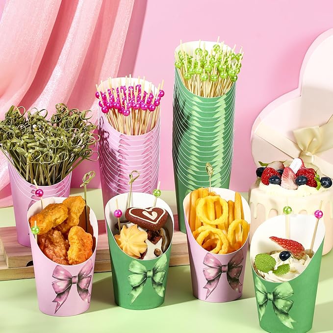 Tioncy 250 Pcs Charcuterie Cups with Cocktail Picks Sets, Bridal Shower Decoration 50 Charcuterie Cups with 200 Sticks for Wedding Baby Shower Floral Boho Witch Party Decorations(Pink Green,Witch)