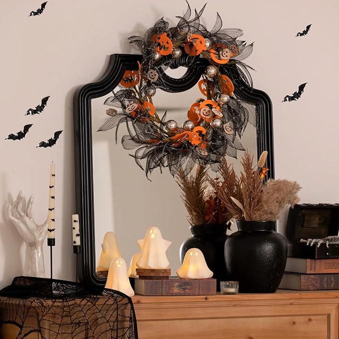 Light Up Ghost Halloween Decor, 5" Cute Halloween Decorations Indoor, 3PCS LED Ceramic Ghost for Halloween Table, Desk, Tray, Shelf, Bedroom Decor, White Spooky Decorative Ghosts Figurines