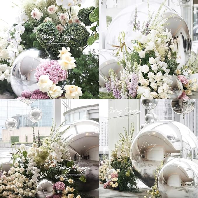 Inflatable Mirror Ball Set, 6-Piece Airtight Large Hanging & Standing Inflatable Disco Disco with 1200W Electric Pump for Party, Wedding, Pool, Events