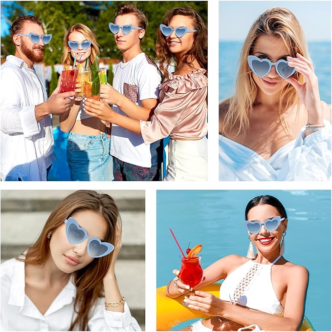 5/10/20 Pack Heart Sunglasses Bachelorette Vintage Heart Shaped Glasses for Wedding Bridesmaid Party Favor