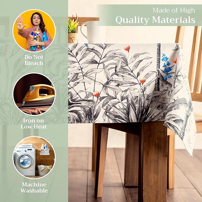 Maison d' Hermine Table Cloth Square Table 100% Cotton 54 x 54 Inches Fall Tablecloth Reusable Everyday Use for Thanksgiving Christmas Decorations Dining Farmhouse Party (Amazonia)