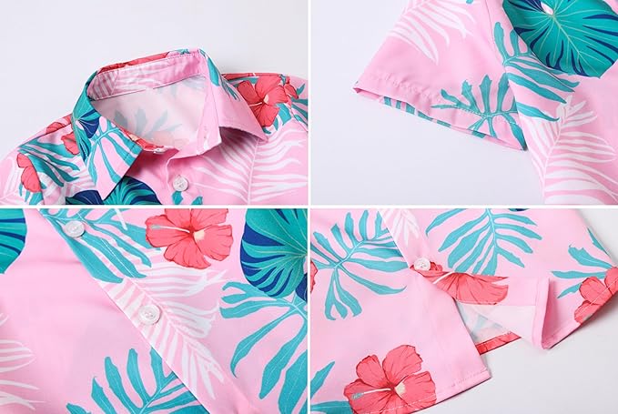 Cromoncent Matching Hawaiian Outfits for Family, Dad and Son Matching Luau Beach Tropical Shirts Mommy Daughter Tropical Sets