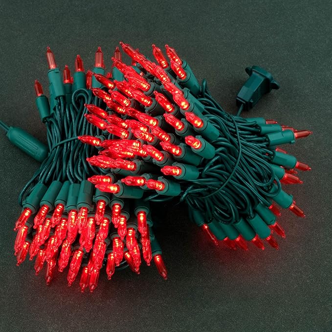 YULETIME Red LED Christmas Lights 200 Count 50 ft, Pack of 2 Strands 25 ft 100 Lights UL Certified String Light Set (Red)