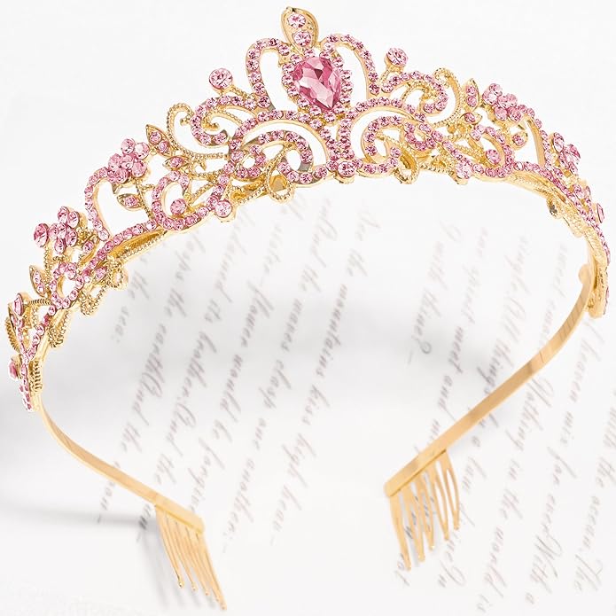 TAROSE Crowns for Women and Girls, Queen Crystal Gold Silver Tiaras with White Rhinestone and Combs, Goddess Crown for Wedding Bride Birthday Princess Bridal Shower Hair Accessories for Women