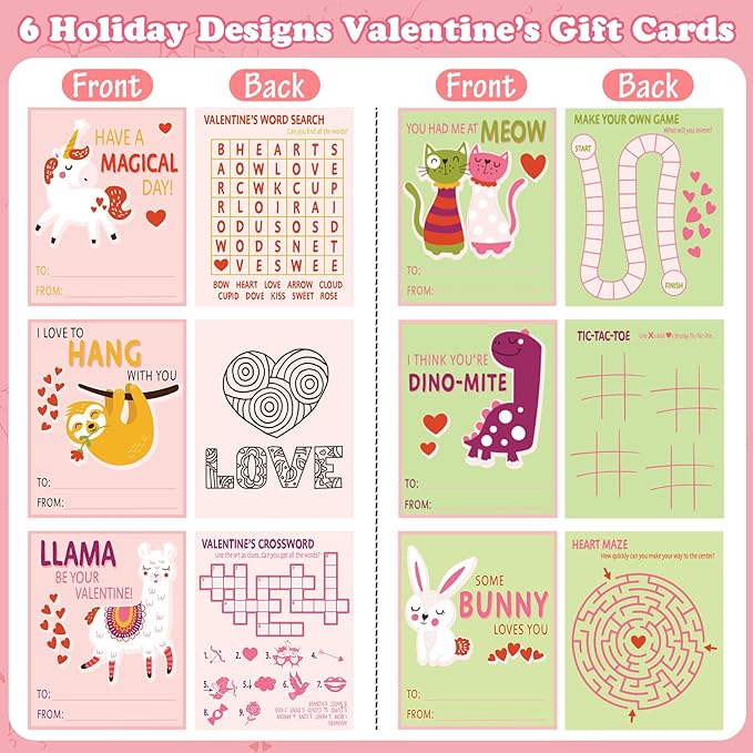 Rotu Valentines Day Gifts for Kids 30 Pack(240 PCS) Valentines Day Cards for Kids School Watercolor Coloring Books with Holiday Cards, Classroom Valentine Exchange Gifts Prizes Party Favors Supplies