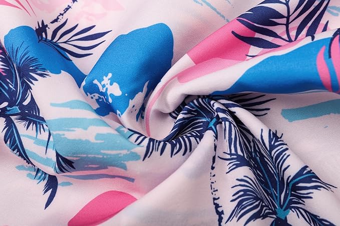 Cromoncent Matching Hawaiian Outfits for Family, Dad and Son Matching Luau Beach Tropical Shirts Mommy Daughter Tropical Sets