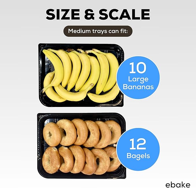 5 Pack Catering Trays with Lids – 15" Serving Tray with Lid, Heavy Duty Recyclable Plastic Party Platters for Catering, Buffet, Picnics & Events – Food Trays with Clear Lid (15.35 × 11.42 × 2.95 inch)