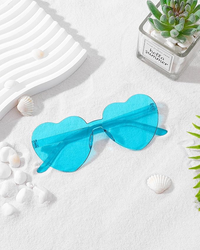 40 Pairs Heart Shaped Sunglasses Bulk, Colorful Rimless Fun Heart Sunglasses for Women Party Favors