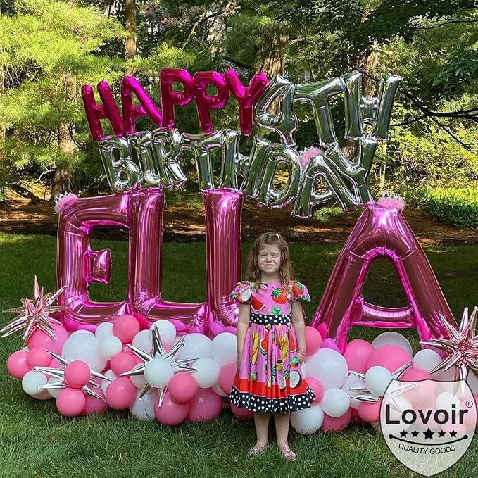 Lovoir 40 Inch Large Hot Pink Letter K Balloons Big Size Jumbo Mylar Foil Helium Balloon for Birthday Party Celebration Decorations Alphabet Hot Pink K