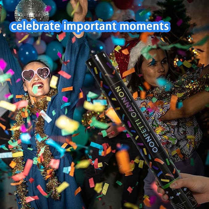 16 Inch [6 Pack] Biodegradable Confetti Cannon Party Poppers Party Supplies, Air Powered | Launches 20-25ft | Celebrations, New Year's Eve,Birthdays,Christmas and Weddings