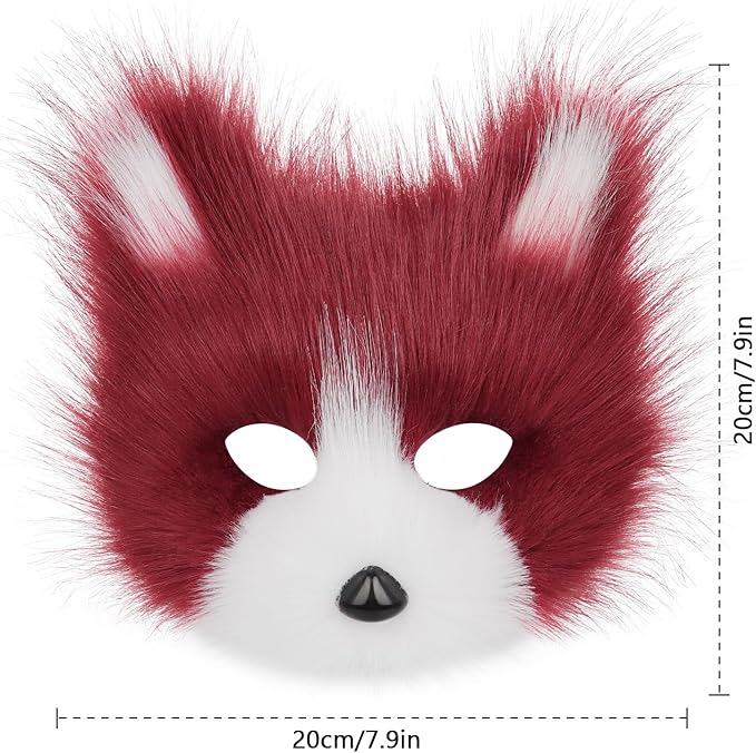 Animal Fox Wolf Mask Halloween Party Cosplay Costumes Props Plush Cat Half Face Masks Carnival Christmas Masquerade