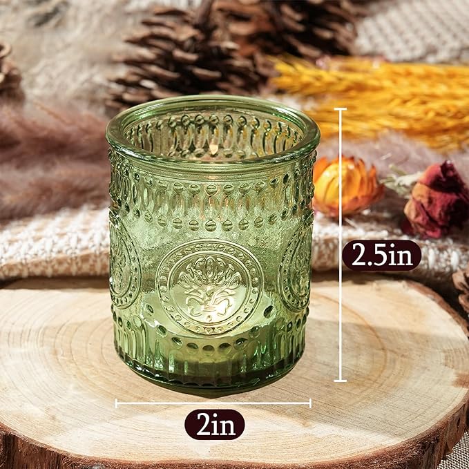 30pcs Votive Candle Holders for Christmas Decor, 2x2.5iInch Green Glass Tea Light Candle Holders for Winter Table, Green Votives for Wedding, Christmas, Party Decor & Gift-Giving