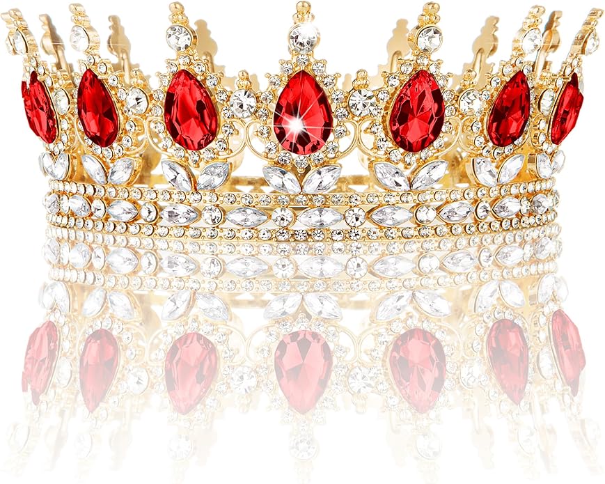 Gold Crown for Women, Crystal Queen Tiaras Headband Wedding Bridal Hair Accessories, Birthday Party Prom Cake Topper