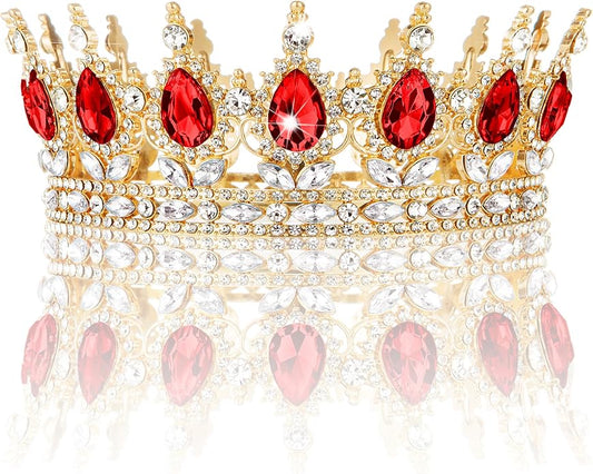 Gold Crown for Women, Crystal Queen Tiaras Headband Wedding Bridal Hair Accessories, Birthday Party Prom Cake Topper