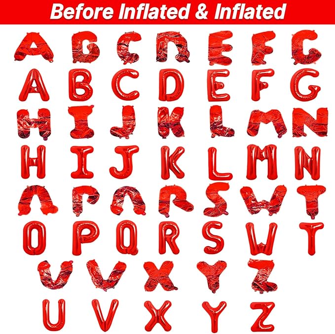 LIOZEOKUN Letter Balloons 16 Inch Alphabet A-Z Mylar Foil Balloons 2 Set for Wedding Birthday Party Decoration Banner Custom Phrase 52 Pcs