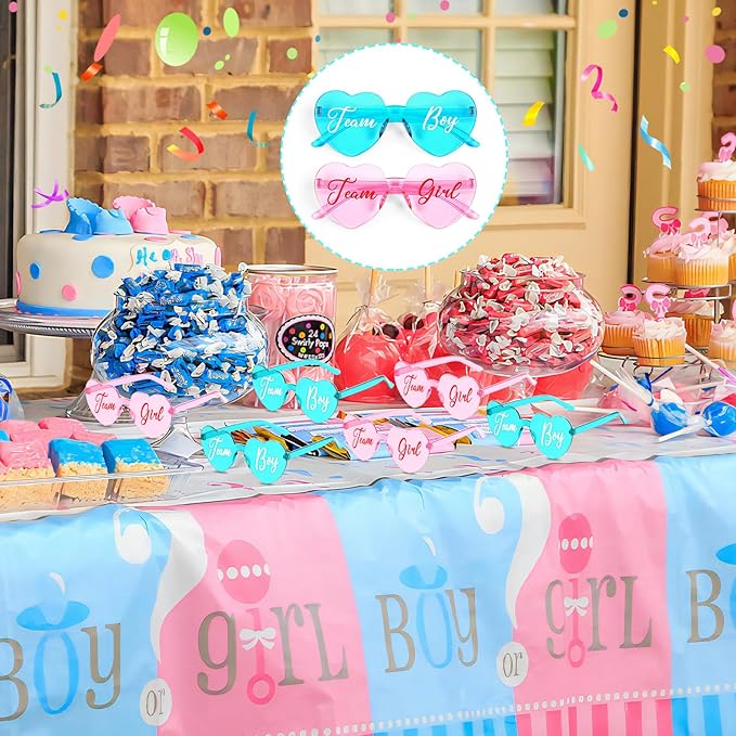 Pibupibu 24 Pcs Gender Reveal Glasses Blue Pink Sunglasses Bulk Team Girl or Boy for Gender Reveal Decor Glasses Party Favors