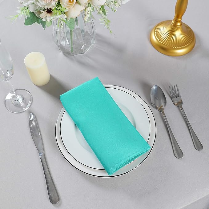 Cloth Napkins 17x17 inch Washable Polyester Dinner Napkins Soft Table Napkins for Wedding Party Dining Banquet(Turquoise,25PCS)