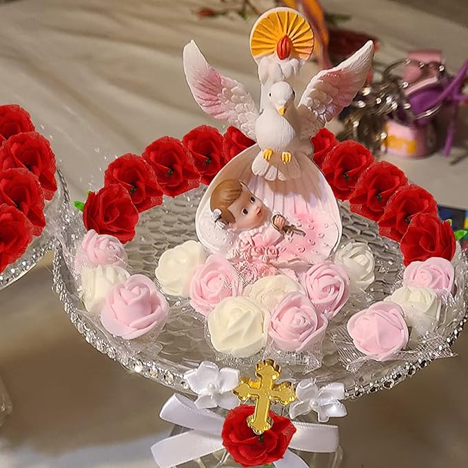 100Pcs 1.3 Inches Mini Red Roses Artificial Flowers Mini Rose Flowers for Crafts Fake Small Silk Rose Head for Wedding Bouquet DIY Party Table Centerpieces Decor