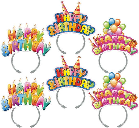 KKBES Happy Birthday Headbands, Paper Birthday Party Hats, 3 Patterns for Children and Adults Celebrating Birthdays