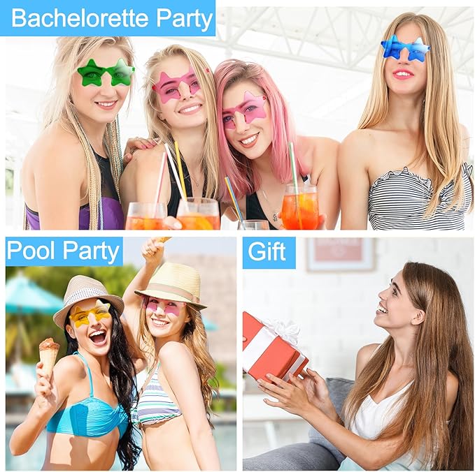 Morcheiong 10/20/30/40 Pack Star Sunglasses Colorful Rimless Sunglasses, Cool Pool Wedding Party Favor Pentagram Glasses