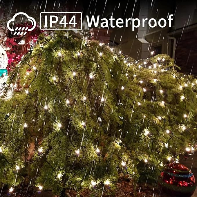 LAMPHOME Led Christmas Net Lights Outdoor Christmas Decorations Lights 150LED 6ftx4ft, Connectable Outdoor Fairy Mesh String Lights for Party, Holiday, Wedding, Tree, Bushes Decorations (Warm White)