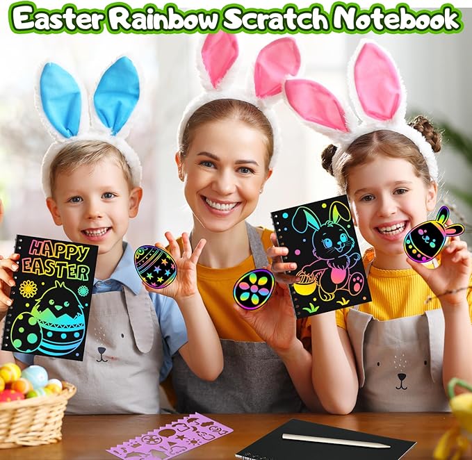 Kids Scratch Art Party Favors Gifts: 24 Pack Dinosaur Scratch Notebook Paper Birthday Party Favor Toy Girls Boys Art Craft Kit Summer Classroom Goodie Bags Return Gifts for Birthday Party Favors Bulk