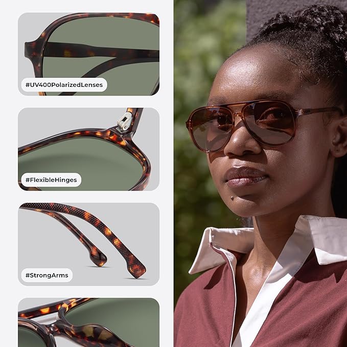 livho Trendy Polarized Aviator Sunglasses Women Men, Retro Sun Glasses for Women Men 2025, Oversized UV Protection Shades